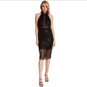 NWT Bardot Halter Sequin black Dress